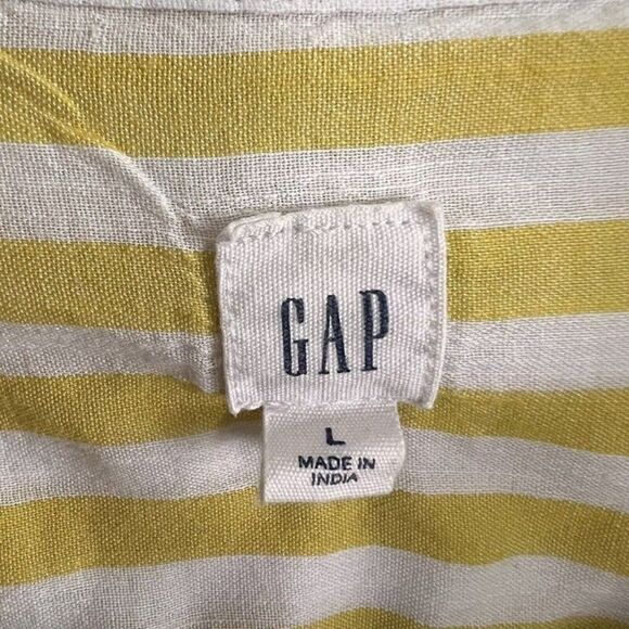 Gap Womens Yellow & White Striped Relaxed Boxy Button Front Shirt Size Large - Picture 4 of 10